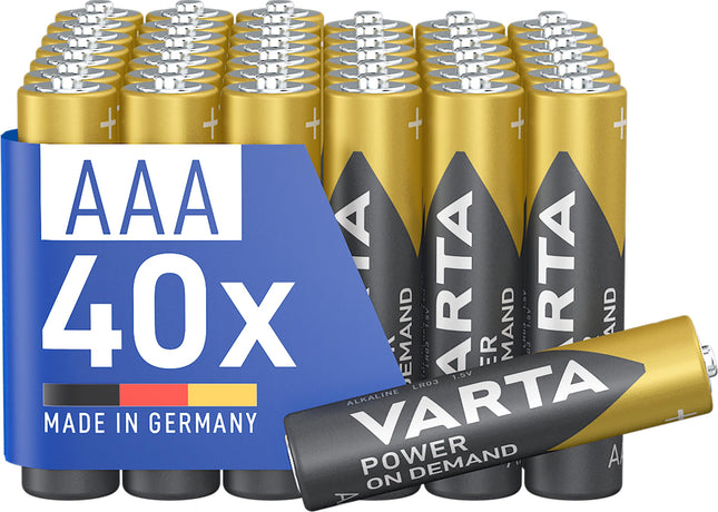 VARTA AAA patareid, 40 tk, Power on Demand, leelispatareid, 1,5 V, keskkonnasõbralikus pakendis hoiupakend, ideaalne arvutitarvikute ja nutika kodu seadmete jaoks