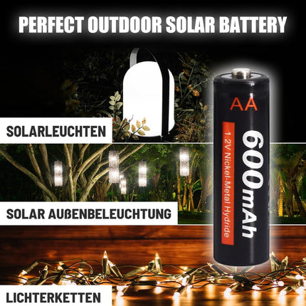 CITYORK päikesepatarei AA 600mAh + aku AAA 300mAh 1.2V NI-MH laetav, päikesepatarei päikeselampidele, päikeselampidele, aiavalgustitele, päikeseradadele, päikeseenergial töötavatele LED-valgustitele, äratuskelladele, mänguasjadele (16 tk pakis)