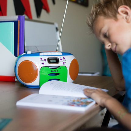 Lenco SCD-971 - Children's Radio - Cassette Radio with CD - CD Radio - Cassette Player - Stereo Speakers - Headphone Jack - Track Memory - Multicolored