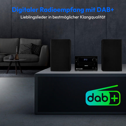 MEDION E64482 mikroaudiosüsteem kompaktne süsteem (DAB+, CD-mängija, PLL FM-raadio, Bluetooth, MP3-mängija, AUX, kõrvaklapipesa, USB, unetaimer, hämardatav ekraan) must