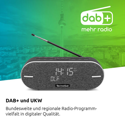 TechniSat DIGITRADIO BT 2 - portable premium Bluetooth speaker with DAB+ digital radio (FM, clock, alarm timer, water-resistant casing, favorites memory, AUX-in, battery, 20 watts) anthracite