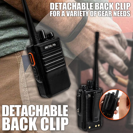 Retevis RB646 IP67 veekindel raadiosaatja, PMR446 kaasaskantav väike kahesuunaline raadio, VOX hädaolukorra USB-laadija, pihuraadio ehitusplatsidele (must, 4 tk pakis)