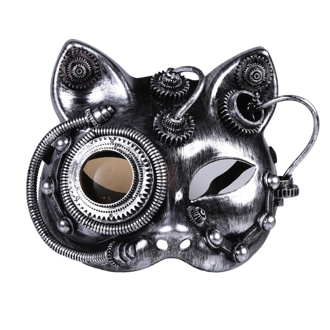 ThinkTop Vintage Steampunk Mask Cyborg Mask Metallik Halloweeni Cosplay Kostüümipeo rekvisiidid (hall)