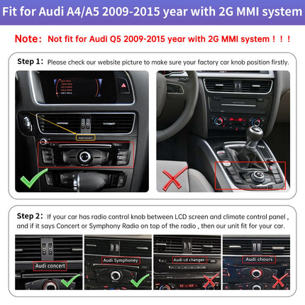Audi A4 A5 2009-2015 12,3-tolline autoraadio juhtmevaba CarPlay puuteekraan koos 2GMMI-ga, autoraadio stereo multimeediaekraan, toetab juhtmevaba Android Auto-d, navigatsiooni, Mirrorlinki