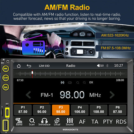 [Uuendus] Juhtmevaba Apple CarPlay ja Android Auto autoraadio, 2 DIN, 7-tolline digitaalne meediavastuvõtja, kahe DIN raadio ekraaniga, tahavaatekaamera, peegli link, RDS/FM/AM/telefoni GPS-navigatsioon, SWC, Type-C