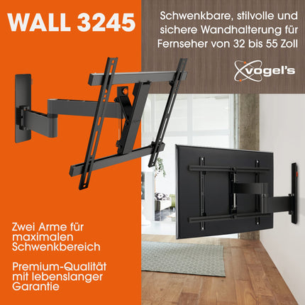 Vogel's WALL 3245 pöörlev teleri seinakinnitus 32–55-tollistele teleritele, max 20 kg, pöörleb kuni 180°, kallutatav, telerikinnitus, max VESA 400 x 400, universaalne ühilduvus, telerikinnitus