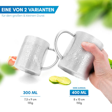 NORDMUT® Stainless Steel Thermo Mug [Set of 2] Camping Mug | Sustainable Stainless Steel Mug | Double-Walled Insulated and BPA-Free Coffee Mug | Mug Set for Camping &amp; Outdoors [2 x 400 ml]