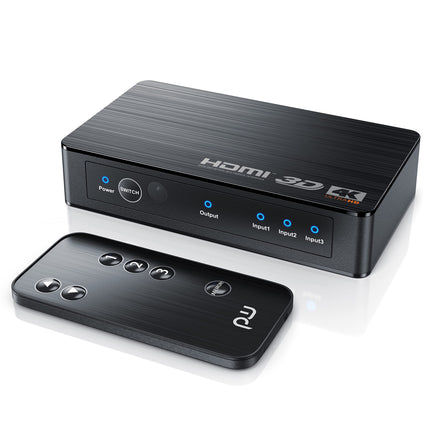 CSL - HDMI 2.0 jaotur 4k 60Hz - 3-pordiline lüliti puldiga - 2.0b Ultra HD 4096x2160 3840x2160 - HDR - 3D-valmis - HDCP - 48-bitine sügavvärv - automaatne vahetamine - toiteplokiga