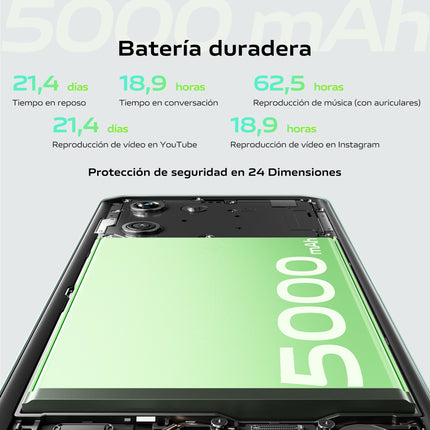 VIVO Y03 Smartphone, 4GB RAM + 128GB ROM, Super Bright Display, 16.56 cm (6.56 inches), 90 Hz, 5000mAh Battery, IP54, Slim Body and 2.5D Curvature, Android 14, Green