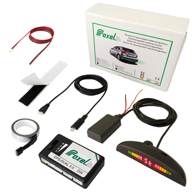 Proxel - Invisible Electromagnetic Parking Sensors Rear, EPS-DUAL 4.0 with wireless display, no drilling of the bumper, Universal and Original Kit