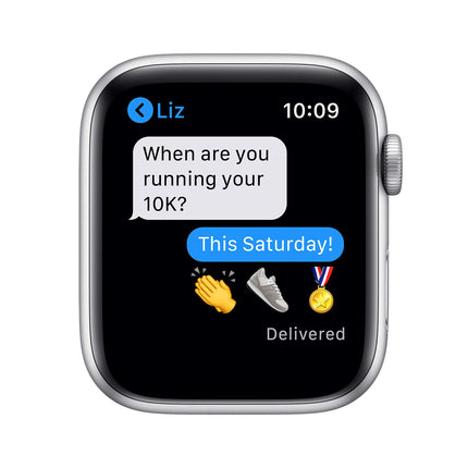 Apple Watch Series 6 (GPS + Cellular, 44MM) Silver Aluminum Case with White Sport Band (Refurbished)