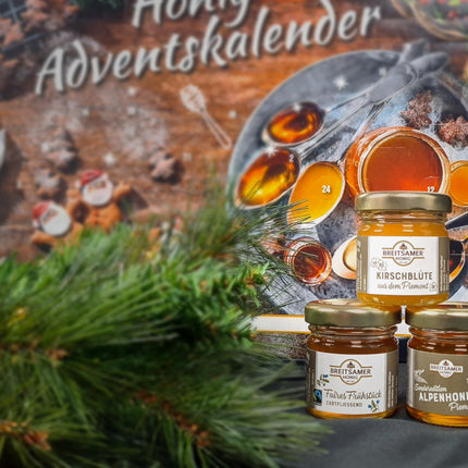 Breitsamer Honey Advent Calendar 2024 A total of 24 selected unique honey specialties in a 40g jar for a surprisingly sweet Advent season (24 x 40g)