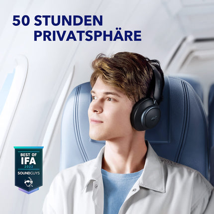 Soundcore by Anker Space Q45 Bluetooth-kõrvaklapid, adaptiivne aktiivne mürasummutus kuni 98%, 50 tundi taasesitust, rakenduste juhtimine, LDAC kõrglahutusega juhtmevaba heli, kerge disain, kristallselged kõned