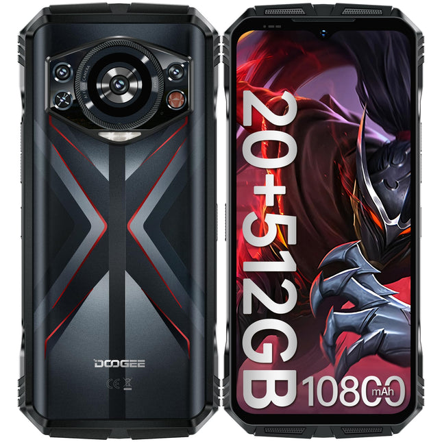 DOOGEE S118 Outdoor Smartphone Android 14 (2024), 20GB RAM+512GB ROM Outdoor Mobile Phone Without Contract, 10800mAh(33W) Construction Site Phone, 6.58” FHD+ 120Hz, 50MP+12MP Night Vision, G99/ IP68/ IP69K/ 4G Dual SIM/NFC