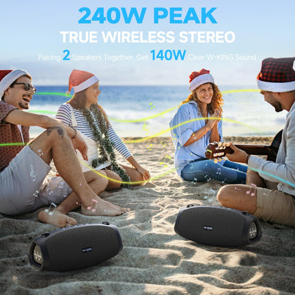 W-KING 120W Peak Bluetooth Speaker Large, IPX6 Music Box Speaker Bluetooth Party Boom Box, THREE Passive Radiators - Omnidirectional HiFi Super Bass/DSP/2 Woofers/42H/Power Bank/TF/AUX/EQ/Opener