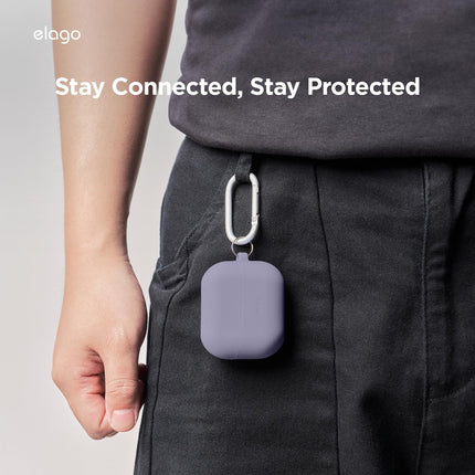 elago Compatible with Samsung Galaxy Buds 3 Case &amp; Galaxy Buds 3 Pro Case, Premium Silicone Case with Carabiner, Full Body Protection, Wireless Charging, Earphone Accessories, for Men, Women (Sand Pink)