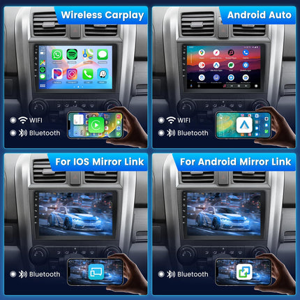 Hodozzy 9 inch 2G+64G Android Car Radio 2 DIN with Wireless Carplay and Android Auto, Bluetooth Double DIN Car Radio with Screen Mirror Link, Rear View Camera, FM/RDS Radio, GPS Navigation, WiFi/BT/USB/SWC