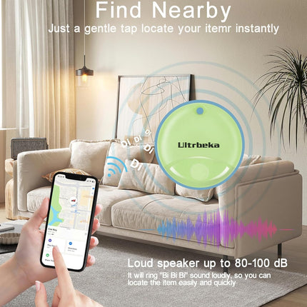 Ultrbeka Air Tag Key Finder 4-Pack MFi-Certified Tracker Compatible with Find My App (iOS Only), Item Finder for Keys, Luggage, Suitcases, Pets – Waterproof &amp; Replaceable Battery