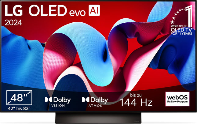LG OLED48C47LA televiisor 48" (121 cm) OLED evo televiisor (α9 Gen7 4K tehisintellektiga protsessor, webOS 24, Dolby Vision, kuni 120 Hz) [mudeliaasta 2024]