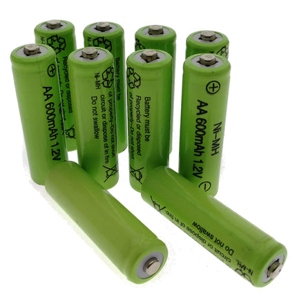 10x laetavat akut NI-MH AA 600 mAh 1,2 V päikeselampidele ja -tuledele - laetav 1010-AA Trango
