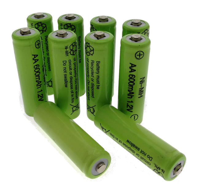 10x laetavat akut NI-MH AA 600 mAh 1,2 V päikeselampidele ja -tuledele - laetav 1010-AA Trango