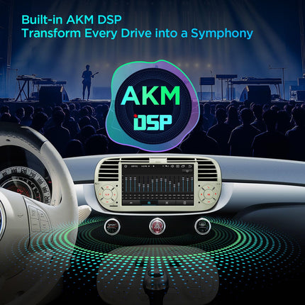 XTRONS 7-tolline IPS Android 14 autoraadio Octa Core 4+64GB multimeediamängija sisseehitatud 4G LTE automäng Android Auto AKM DSP GPS Bluetooth 5.0 WiFi valikuline DAB OBD TPMS DVR FIAT 500 kreemile