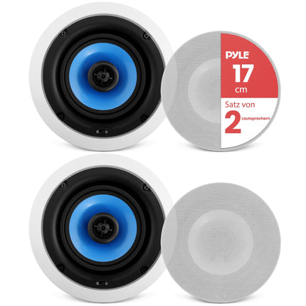 Pyle Wall / Ceiling Speakers – Dual In-Ceiling Speakers for Ceiling, Shelf &amp; Wall – Bluetooth Speakers 250 Watt – Robust 2-Way Stereo in White, Ceiling Speaker Flat &amp; Round for a Home Theater Sound System