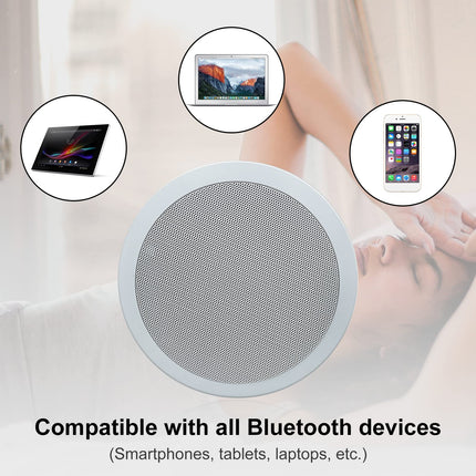 Herdio 6.5-inch Bluetooth Ceiling Speaker, 160 Watt Compatible In-Ceiling Speaker, Flush Mount Sound, for Home, Bathroom, Kitchen, Office with Full Range Sound