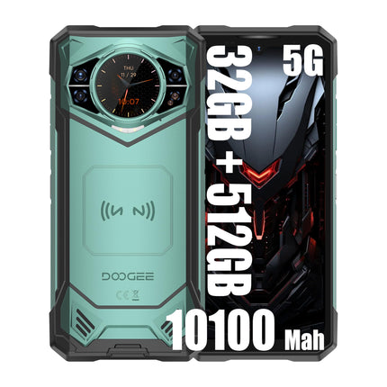 DOOGEE S200X 5G lukustamata telefon, 32GB + 512GB, 10100mAh/33W aku, vastupidav 4G nutitelefon ilma lepinguta, 100MP + 20MP (öönägemine) + 20MP, Android 14, 6,72-tolline AMOLED FHD+, NFC roheline