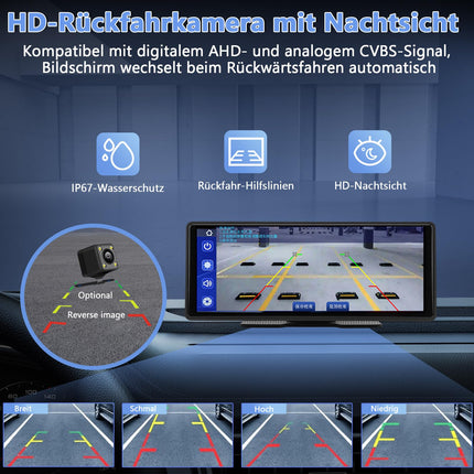 WODHMIEY 10.26 inch IPS Touchscreen Wireless CarPlay &amp; Android Auto, 1080P HD Portable Car Radio with Wi-Fi, Bluetooth, Voice Control, AUX/FM Transmission, Navigation System for Car, Truck, RV