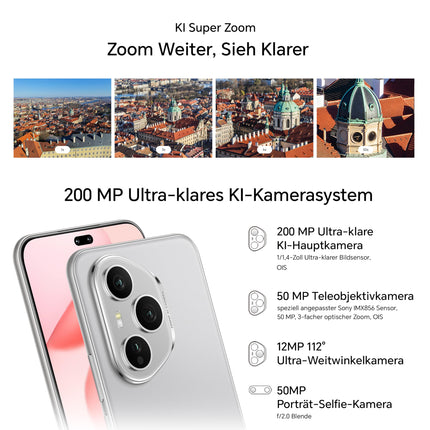HONOR 400 Pro 5G nutitelefon, 512 GB/12 GB muutmälu, lukustamata Android-telefon ilma lepinguta (6,7-tolline ekraan, 200 MP + 50 MP + 12 MP kolmekordne tagakaamera, kahekordne SIM-kaart, NFC, Android 15), kuuhall
