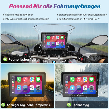 2025. aasta Carpuride W502B mootorratta Carplay ekraan BMW R1200GS R1250GS S1000XR mootorrattale, 5-tolline veekindel puuteekraan, kaasaskantav Carplay/Android Auto, GPS-navigatsioon, kahekordne Bluetooth