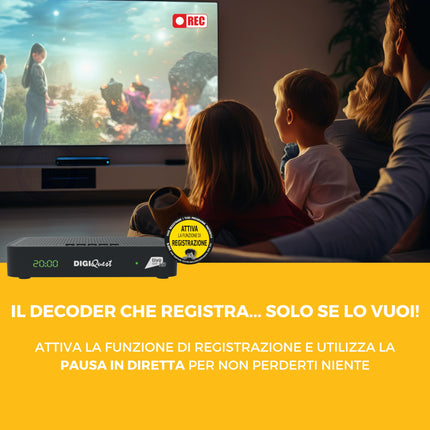 DIGIQUEST Tivùsat Maximo Combo vastuvõtja | DVB-S2 ja DVB-T2 | 2-ühes kaugjuhtimispult | Tivùsat kiipkaart kaasas | Salvestusfunktsiooni saab aktiveerida | DAZN 1 ja 2 kanalit lubatud | Must