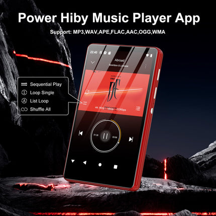 80GB MP3 Player with Bluetooth and WiFi, SWOFY 4.0 Inch Touchscreen MP3 MP4 Player, Portable Stereo, Digital Music Player with FM Radio, Recorder, E-Book, Browser (Black) (Red)