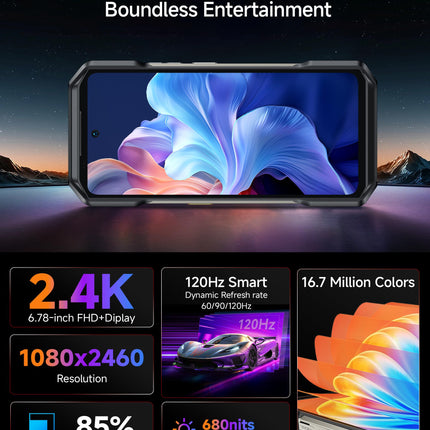 Ulefone Armor 27 Pro Outdoor Mobile Phone 5G Android 14 Smartphone 64MP+50MP+50MP+32MP Camera 24GB + 256GB/SD-2TB 10600mAh Battery, 6.78 inch FHD+ 120Hz, Supports 33W Fast Charging GPS/NFC/OTG