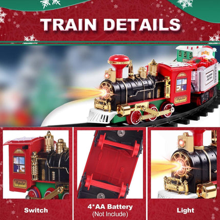 Shatchi Christmas Train Set, Around the Tree, Christmas Decoration, Festive Lights and Sounds, One Size