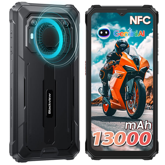 Blackview BV6200 Pro õuetelefon (13000mAh) Android 14.18GB+128GB veekindel õuetelefon, 98DB kõlar, Helio P35 2.3Ghz, 6.56" HD+ ehitusplatsi mobiiltelefon, IP68 IP69K/kaks 4G/OTG/GPS/13MP/NFC