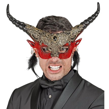 W WIDMANN MILANO Party Fashion - Eye mask devil with horns, demon, accessory Halloween