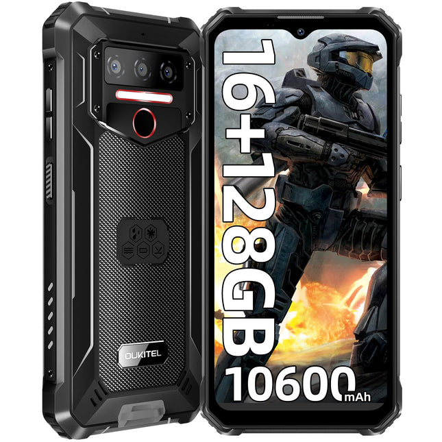 OUKITEL WP23 Pro Outdoor Smartphone Ohne Vertrag - 16GB RAM+128GB ROM 10600mAh Outdoor handy, 6,52" HD+ Display Android 13 Rugged Smartphone, 13MP+5MP, IP68 Wasserdichit Handys/Dual SIM 4G/NFC/OTG/GPS