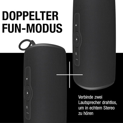 FRESH 'N REBEL Bold M2, Bluetooth speaker with 24-hour playtime, waterproof (IP67) portable Bluetooth music box, party mode, volume control ring, deep bass, powerful volume (black)