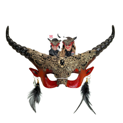 W WIDMANN MILANO Party Fashion - Eye mask devil with horns, demon, accessory Halloween