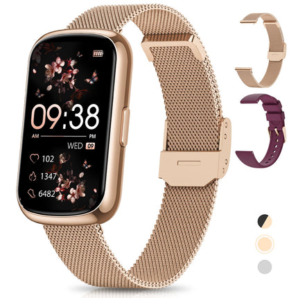 RUXINGX Smartwatch Women, 1.47″ Fitness Watch with 24 Sports Modes, 24H Heart Rate Monitor, SpO2, Sleep Monitor, Menstrual Cycle, IP68 Waterproof Sports Watch Pedometer with WhatsApp for Android iOS Rose Gold