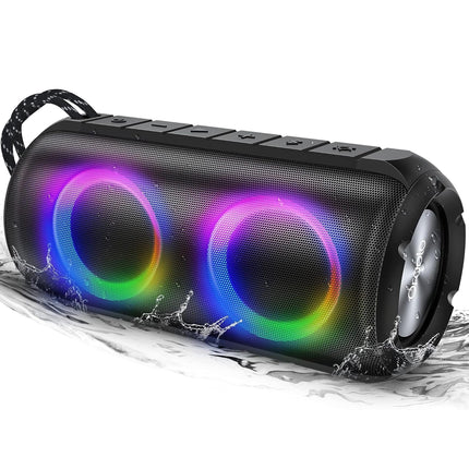 Oraolo Luster Wireless Bluetooth Speaker, Bluetooth Speaker with Lights, Portable Speaker 24W Loud Stereo Sound, 24H Playtime, AUX-in, IPX6 Waterproof for Outdoor Camping