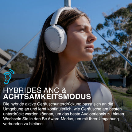 JLab JBuds LUX ANC nutikad mürasummutavad kõrvaklapid - kõrvapealsed Bluetooth-juhtmevabad kõrvaklapid mikrofoni ja aktiivse mürasummutusega, üle 70 tunni mänguaega, kokkupandavad Bluetooth-kõrvaklapid, pilvevalged
