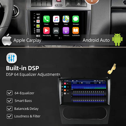 JOYX Android 13 IPS Car Radio Fits Mercedes-Benz C-Class W203 W209 C180 C200 CL203 C209 (2004-2007) - 4G+64G - Built-in DSP/Carplay/Android Auto - Camera + MIC - 9 inch 2 Din - SWC DAB 360-Cam