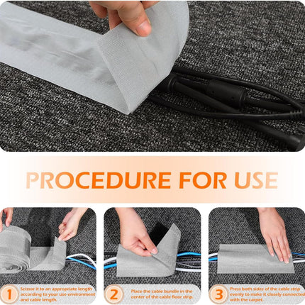 Floor cable covers, 3 m, cable protector, cable cover, to protect the cable and to protect the cable (3 m, grey)