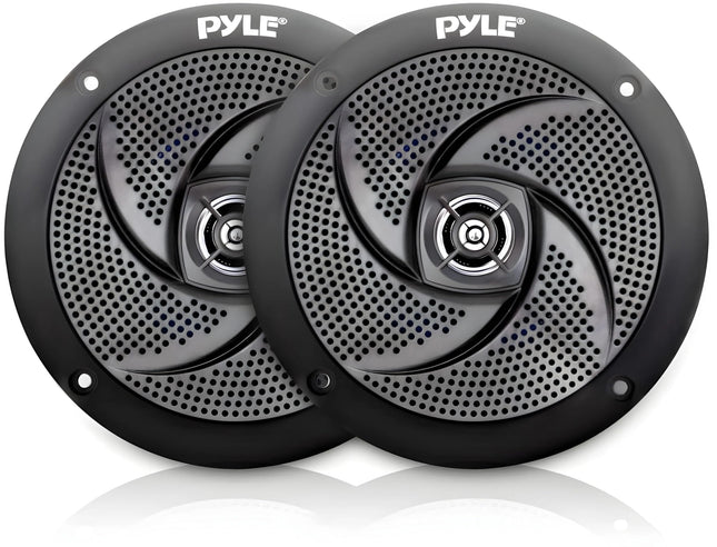Pyle Waterproof Speakers, Marine Speakers, Outdoor Speakers, 180 Watts In-Wall Speakers, for Bathroom, Spa Room, Boat, UTV, ATV, RV Car &amp; Golf Cart, Pair - Flat Speakers, 13cm
