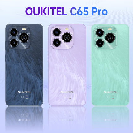 OUKITEL C65 Pro Android 15 nutitelefon, 24GB+256GB/1TB lukustamata nutitelefon, 90Hz, 6.7", 5150mAh, 50MP+8MP kaamera, kahe SIM-kaardi pesa 4G / näotuvastus + sõrmejälg / GPS / OTG / sinine