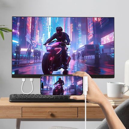 Compact Mate USB-C - HDMI saatja ja vastuvõtja komplekt, juhtmevaba HDMI ekraanipeegeldus, ühenda ja mängi, 1080P 60 kaadrit sekundis video- ja heliprojektsioon iPhone 15, Androidi ja sülearvutite jaoks HDTV/projektoriks