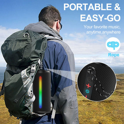 KingSom Bluetooth Speaker with Light, Portable Bluetooth 5.3 Music Box with Enhanced Bass, Waterproof Bluetooth Music Box with 24h Battery, Portable Bluetooth Speaker for Outdoors, Travel